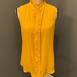 Brand New Banana Republic Button Down Ruffle Blouse in Mustard Yellow